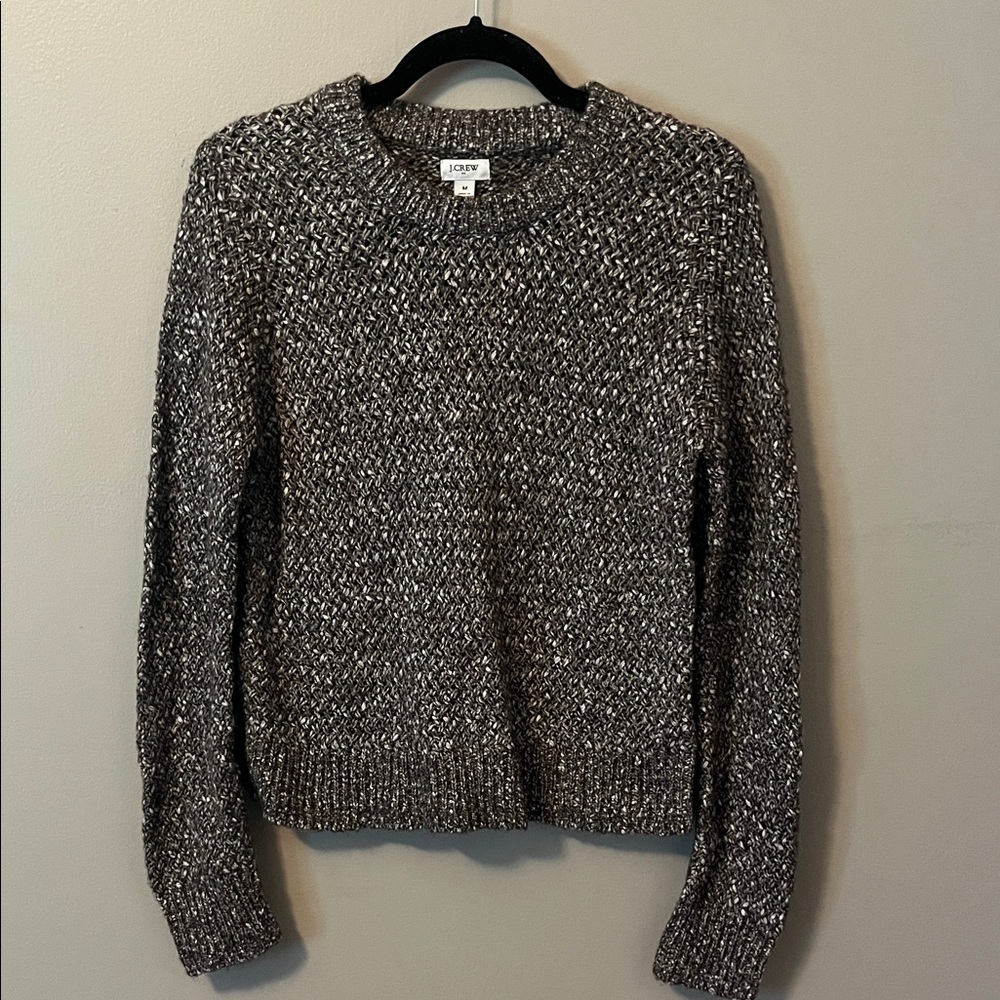 J. Crew Brown and White Crew Neck Sweater
